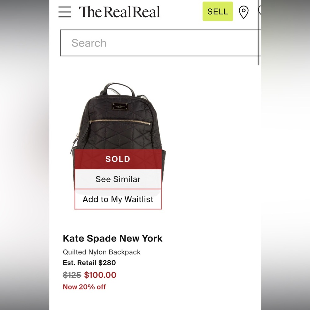 Kate Spade Quilted Nylon Black Backpack
